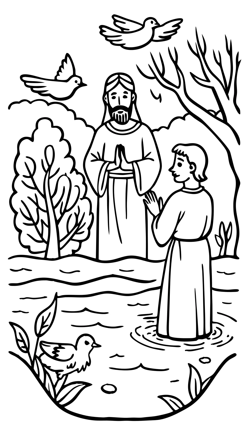 coloring page of jesus baptism